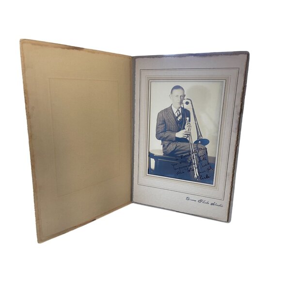 Signed Vintage Photograph Of Swing Band Trombone Player Earle Spencer - Picture 3 of 13